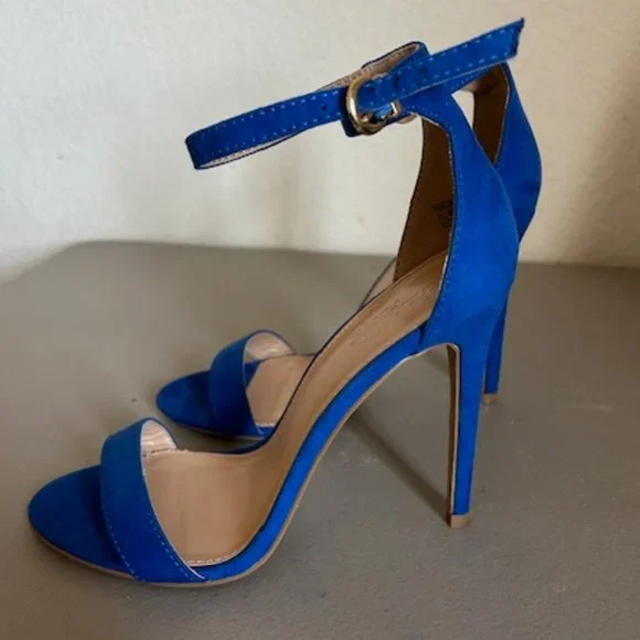 Charlotte Russe Rebekah Women's Blue Ankle Strap Stiletto High Heels Size 7 - Picture 3 of 6